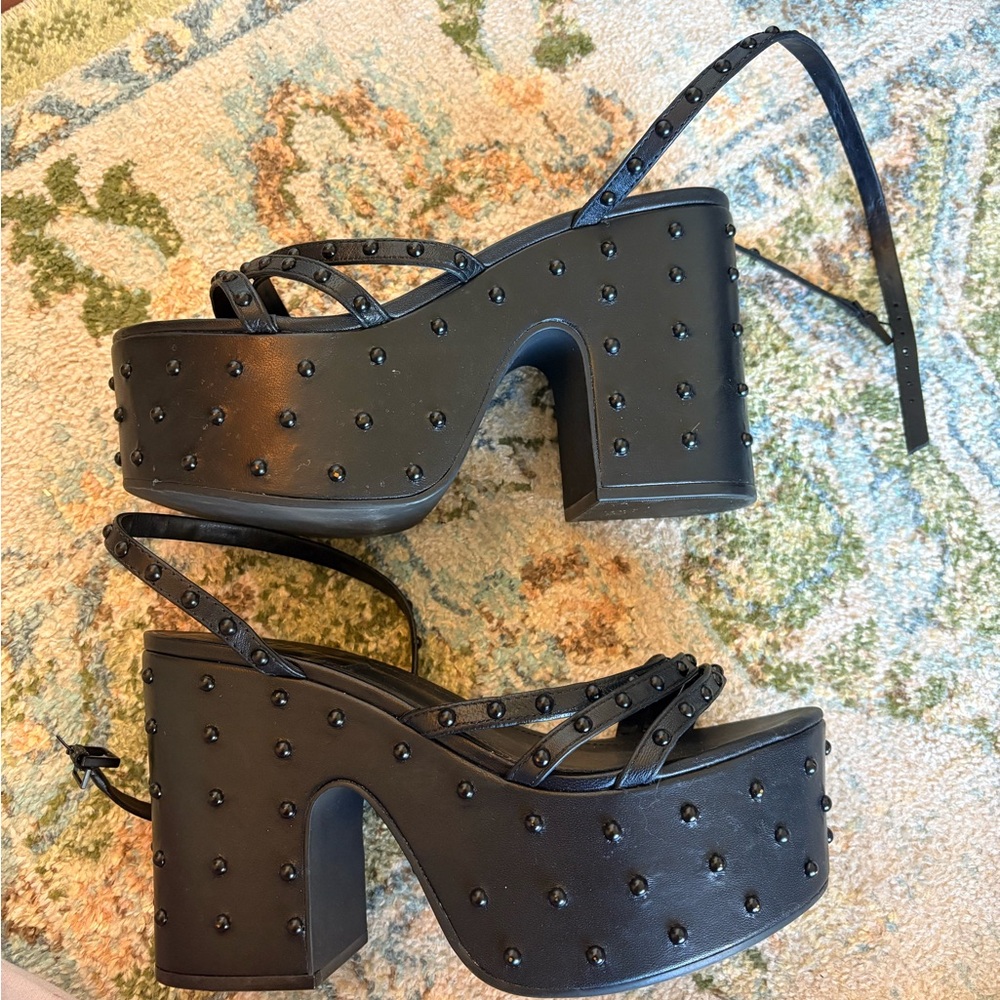 SCHUTZ Black Studded Platform Sandals